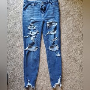 American Eagle Distressed Curvy Super High Rise Jegging Size 12 r Dream Jean
